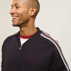 Shop Sweater met rits en mouwstrepen Sweater