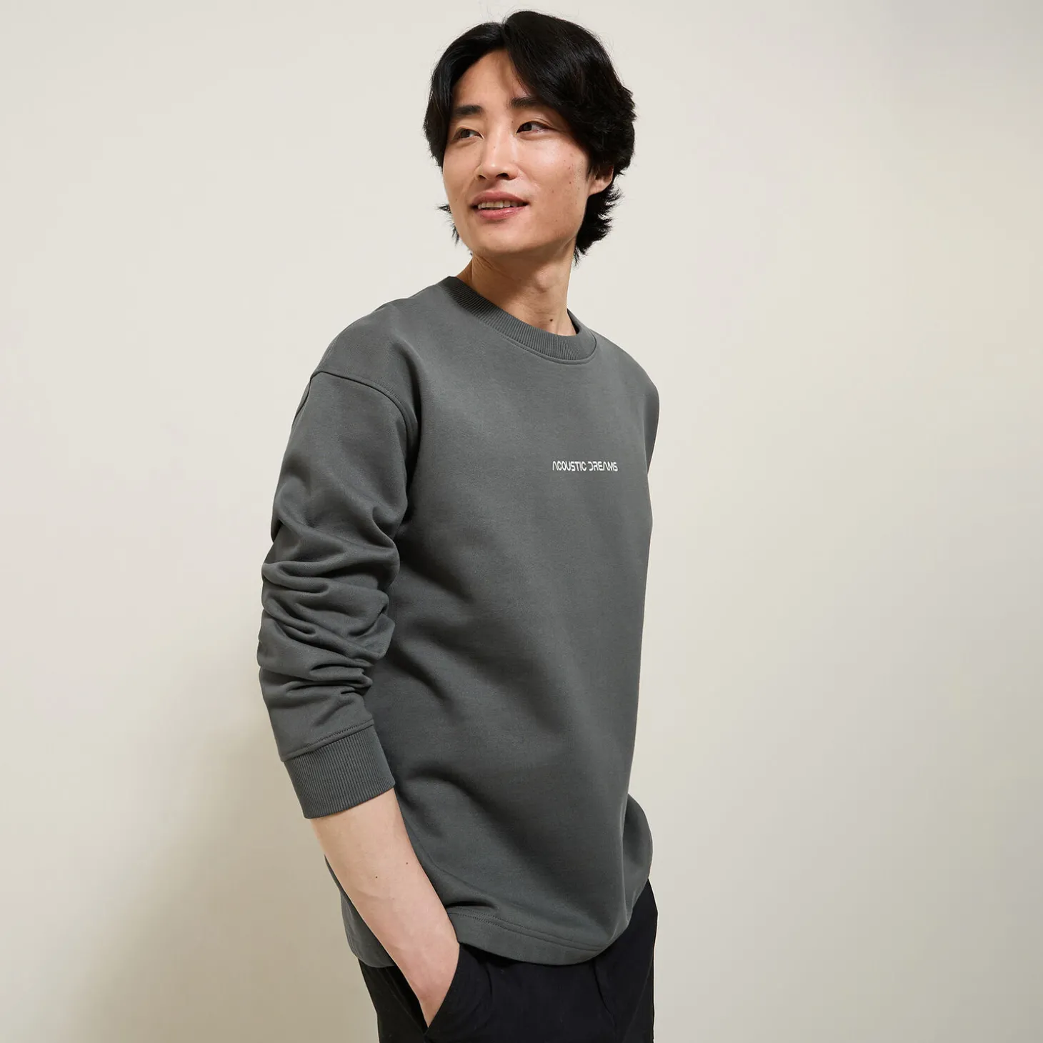 Flash Sale Sweater met ronde hals en print op voor-en achterk Sweater