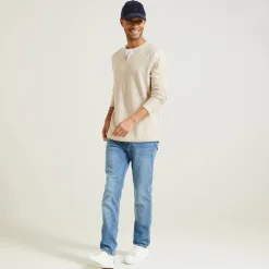 Clearance Trui met dubbele halslijn Trui