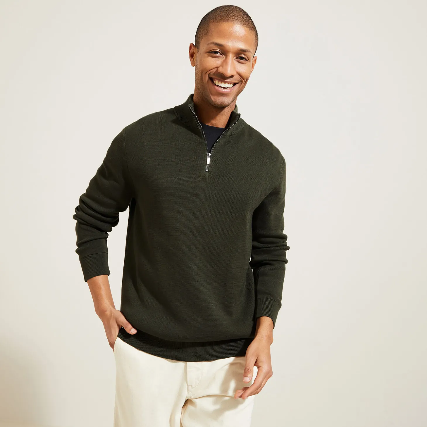 New Trui met opstaande kraag en halve rits Trui