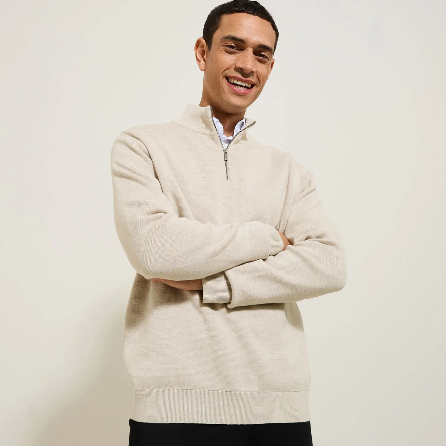 Hot Trui met opstaande kraag en halve rits Trui