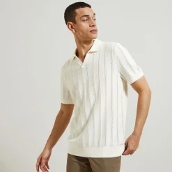 Sale Trui met polokraag, korte mouwen en zigzagstructuu Polo|Trui