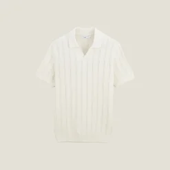 Sale Trui met polokraag, korte mouwen en zigzagstructuu Polo|Trui