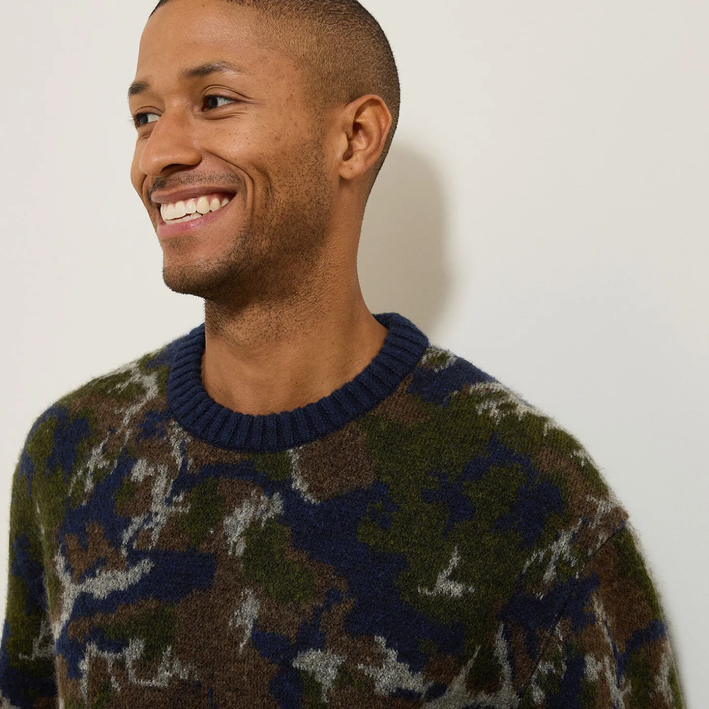 Fashion Trui met ronde hals en camouflagejacquard Trui