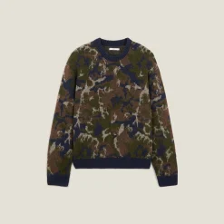 Fashion Trui met ronde hals en camouflagejacquard Trui