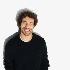 Outlet Trui met ronde hals en reliëfsteken Trui