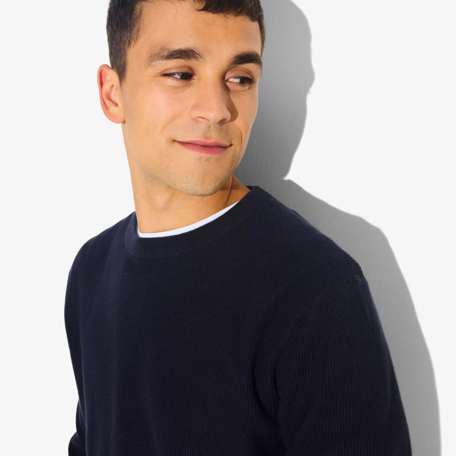 Outlet Trui met ronde hals en stekenpatroon Trui