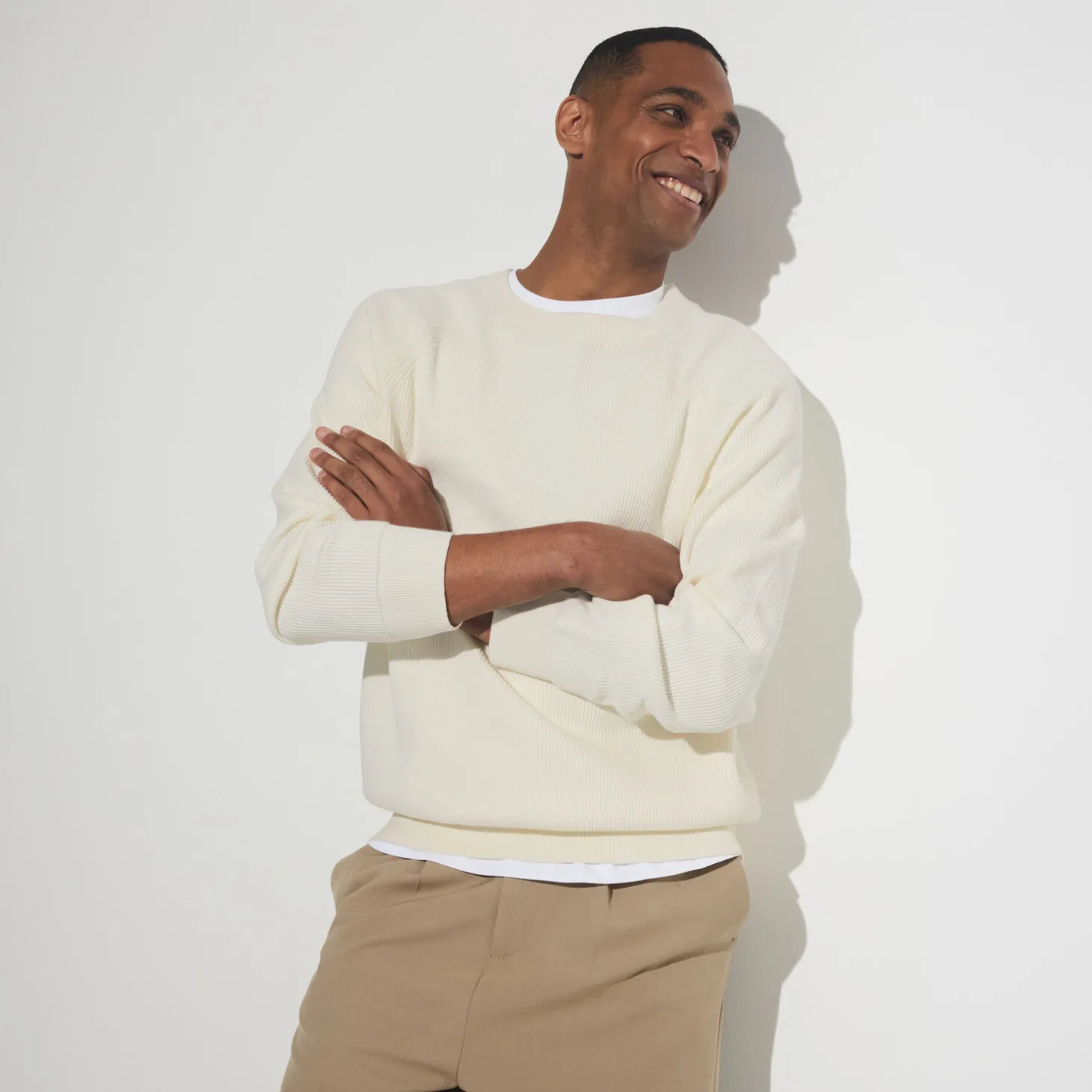 Outlet Trui met ronde hals in ribstof Trui