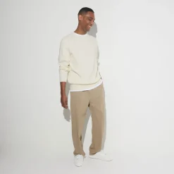 Outlet Trui met ronde hals in ribstof Trui