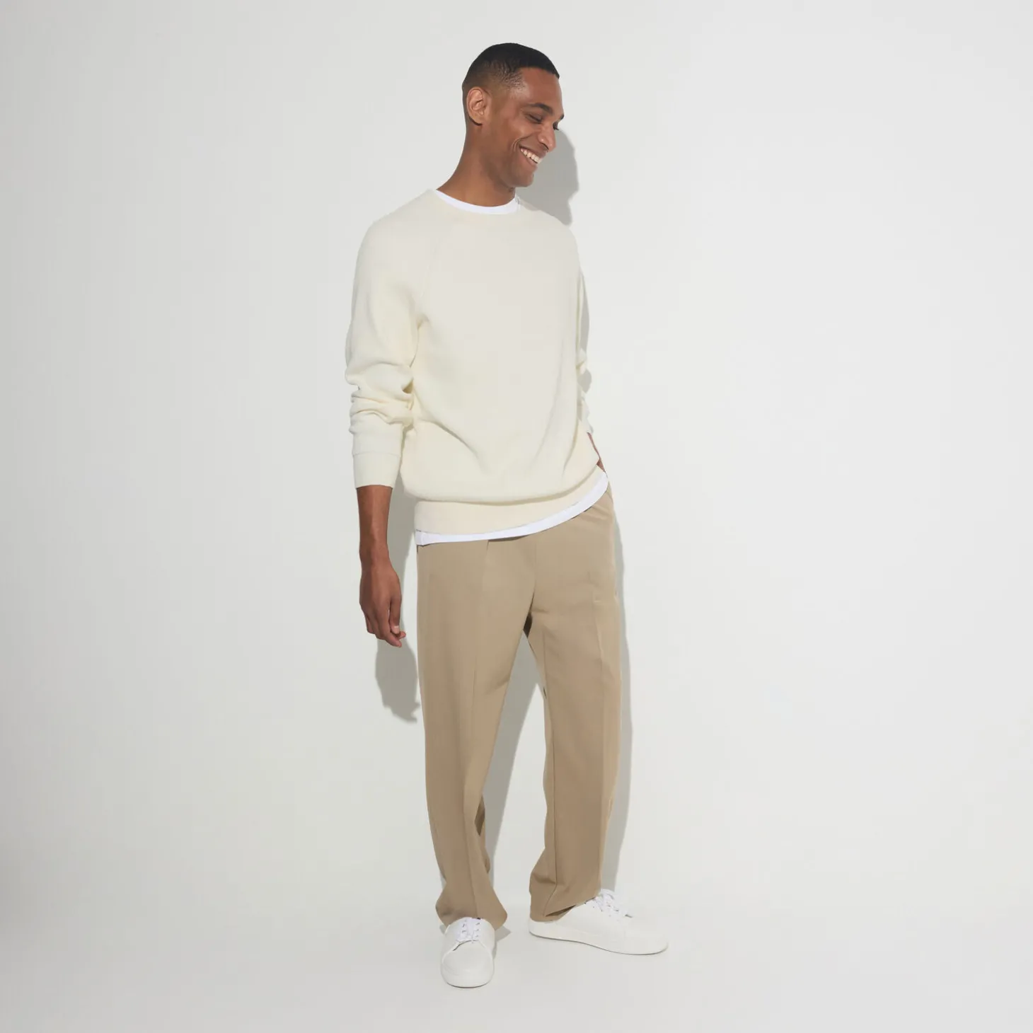 Outlet Trui met ronde hals in ribstof Trui