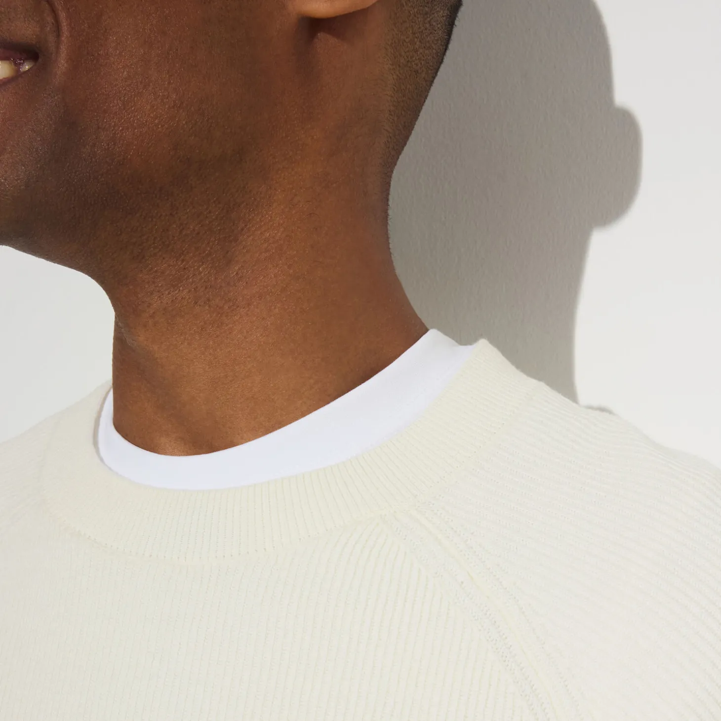 Outlet Trui met ronde hals in ribstof Trui