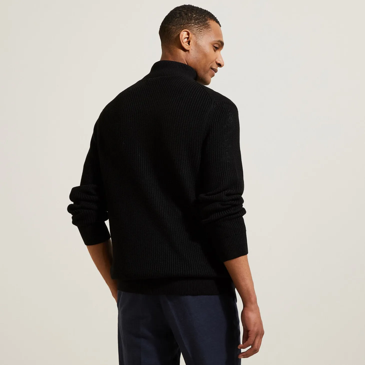 Clearance Trui met truckerskraag in ribsteek Trui