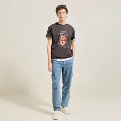 New T-shirt aangebrachte print vooraan T-shirt