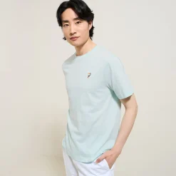 Fashion T-shirt in gevlamde stof met borduursel op de bors T-shirt