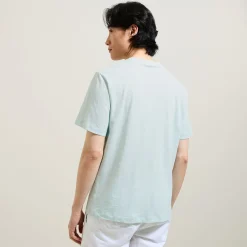 Fashion T-shirt in gevlamde stof met borduursel op de bors T-shirt