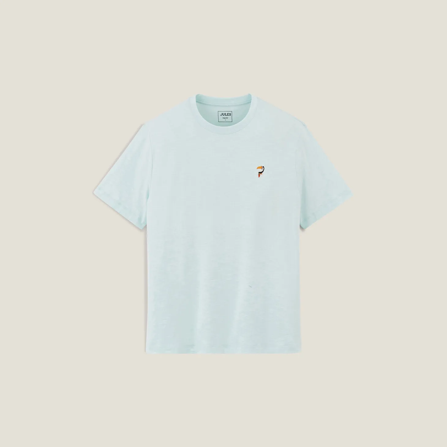 Fashion T-shirt in gevlamde stof met borduursel op de bors T-shirt