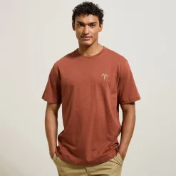 Best Sale T-shirt in gevlamde stof met borduursel op de bors T-shirt