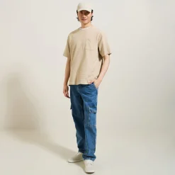 New T-shirt in textuurstof met ronde hals T-shirt