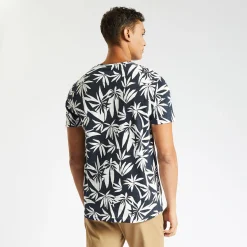 Online T-shirt met bladprintn T-shirt