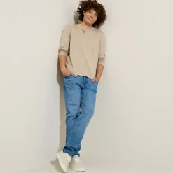 Outlet T-shirt met knooplijst en lange mouwen T-shirt