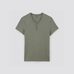 Best Sale T-shirt met knooplijst in gevlamde stof T-shirt