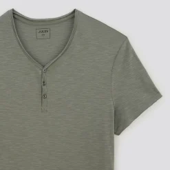 Best Sale T-shirt met knooplijst in gevlamde stof T-shirt