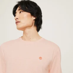 Outlet T-shirt met microstrepen en borduursel op de borst T-shirt