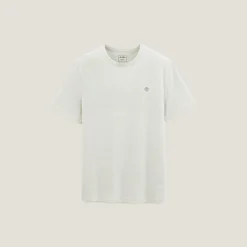 Best Sale T-shirt met microstrepen en borduursel op de borst T-shirt