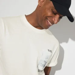 Discount T-shirt met ronde hals en willekeurige print T-shirt