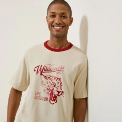 New T-shirt met ronde hals, print en contrasterende ve T-shirt