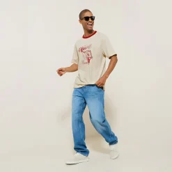 New T-shirt met ronde hals, print en contrasterende ve T-shirt