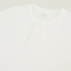 New T-shirt met Tunesische kraag in wafelstof T-shirt