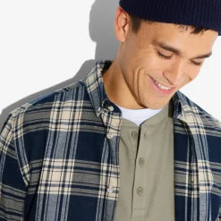 Sale T-shirt met Tunesische kraag in wafelstof T-shirt