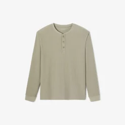 Sale T-shirt met Tunesische kraag in wafelstof T-shirt