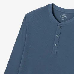 Hot T-shirt met Tunesische kraag in wafelstof T-shirt