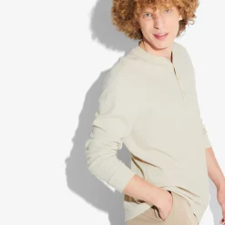 Store T-shirt met Tunesische kraag in wafelstof T-shirt