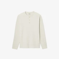 Store T-shirt met Tunesische kraag in wafelstof T-shirt