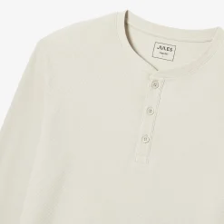 Store T-shirt met Tunesische kraag in wafelstof T-shirt