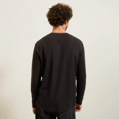 Flash Sale T-shirt met Tunesische kraag in wafelstof T-shirt