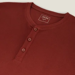 Store T-shirt met Tunesische kraag in wafelstof T-shirt