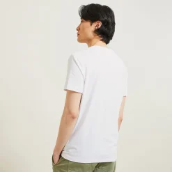 Store T-shirt met V-hals in katoen en elastaan T-shirt