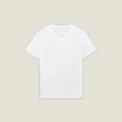 Store T-shirt met V-hals in katoen en elastaan T-shirt