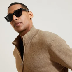 Hot Vest met ristsluiting en opstaande kraag Heren Gebreide Vesten Heren|Trui