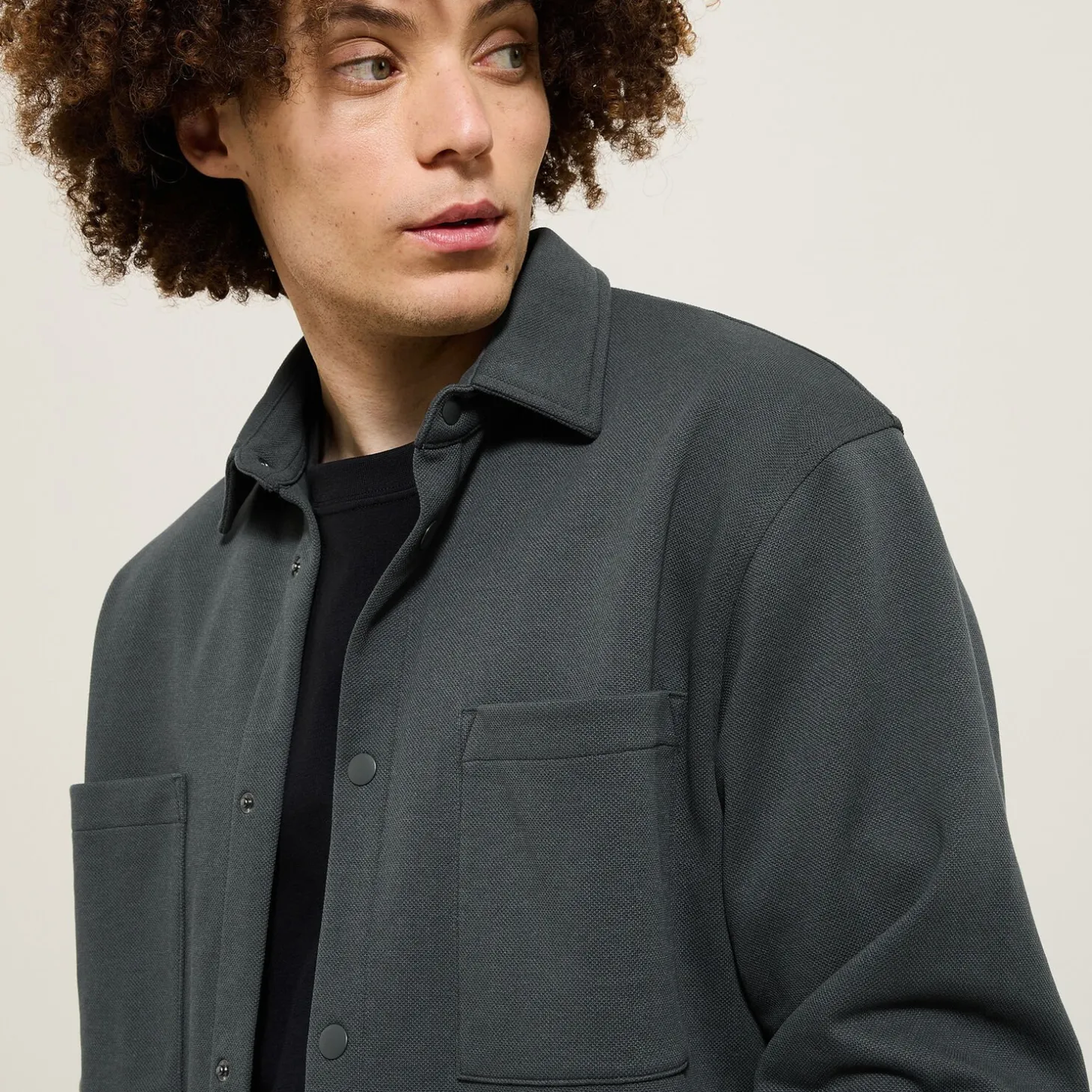 Online Wollen overhemdjas met hemdskraag Overshirt|Overhemd