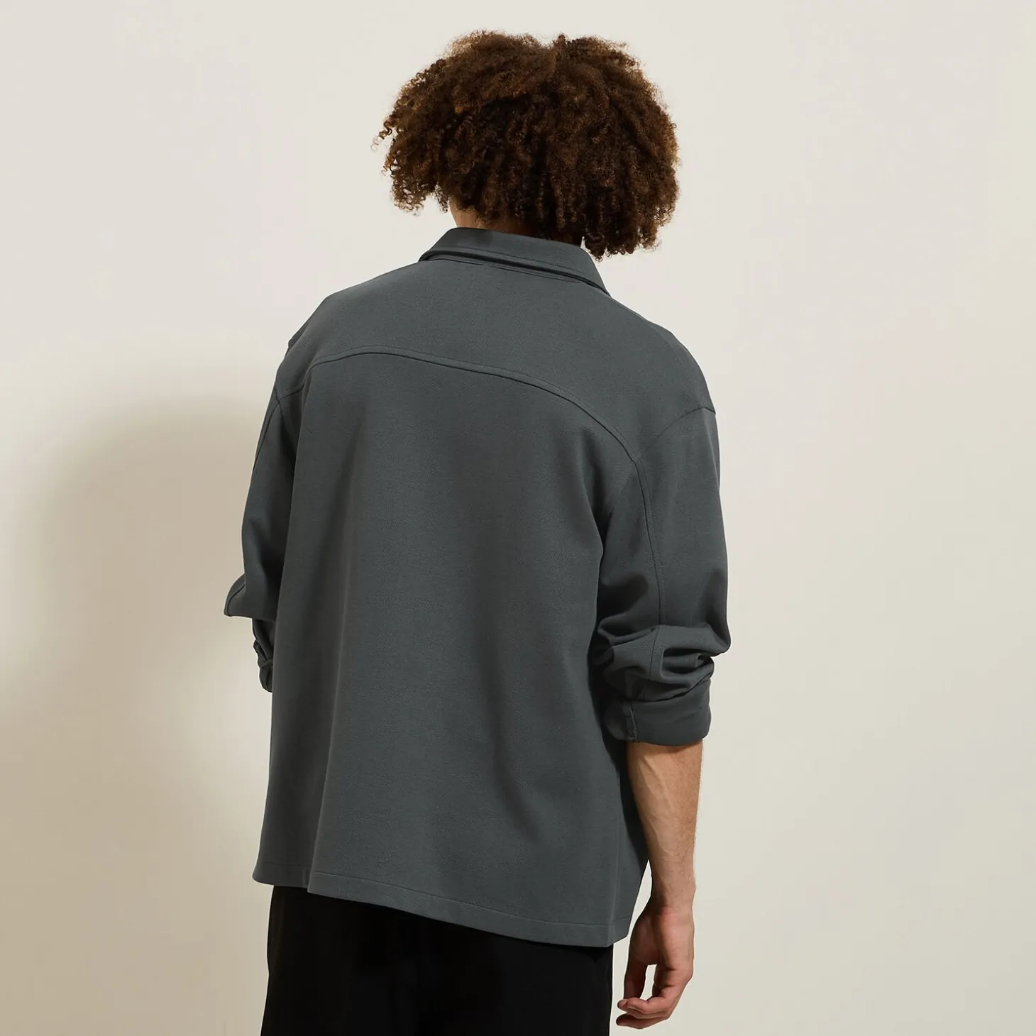 Online Wollen overhemdjas met hemdskraag Overshirt|Overhemd