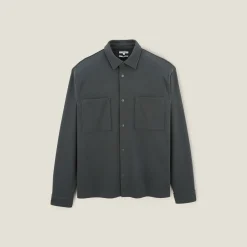 Online Wollen overhemdjas met hemdskraag Overshirt|Overhemd